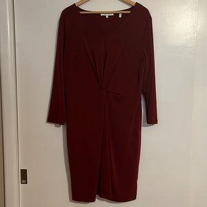 Lark & Ro 3/4 Sleeve, V-Neck Maroon Dress, size 16